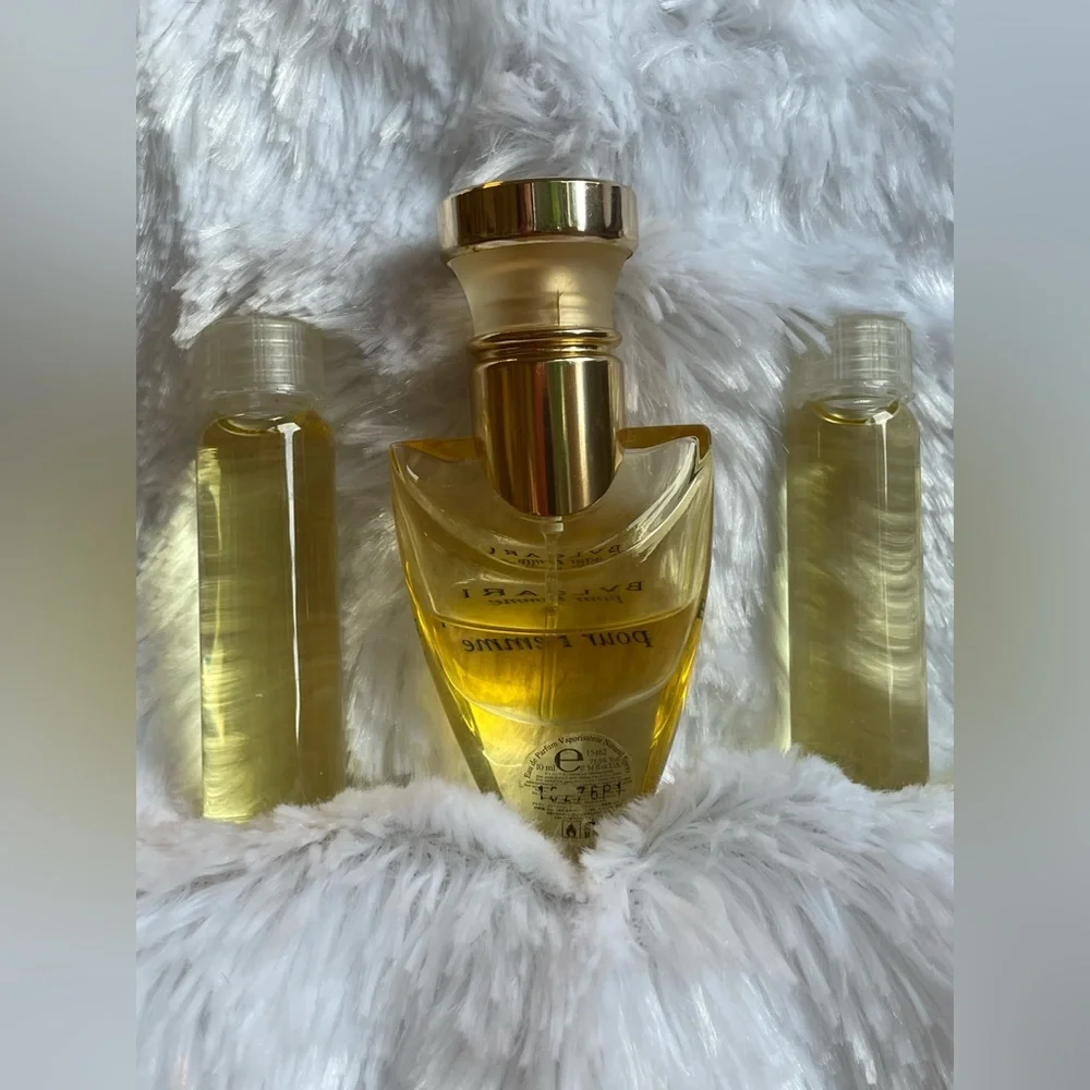 Bulgari Pour Femme Set with TWO Refills - Gold; Vintage Bottle; Gorgeous Scent!